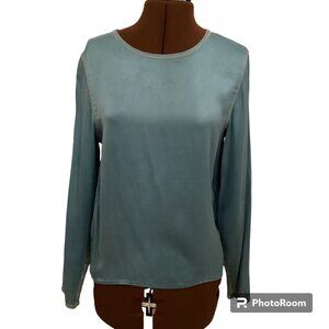 Sack's Dusty Aqua Sueded Silk Long Sleeve T
